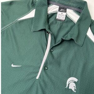 Nike Mens Dri Fit Michigan State Spartans Polo Shirt Size XL Green White Golf